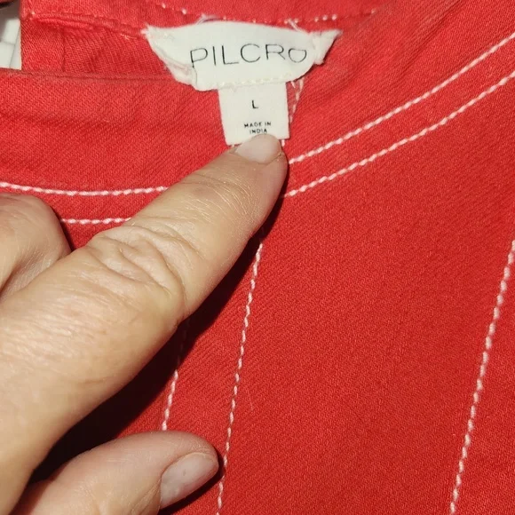 Anthropology-Pilcro Red Short-Sleeve mini-dress. Size LG - Picture 3 of 4